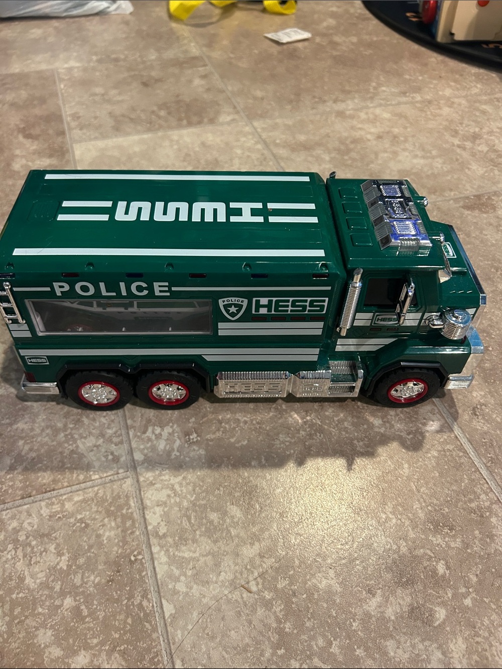 Hess Green Police Truck Toy with Red-Trim Wheels